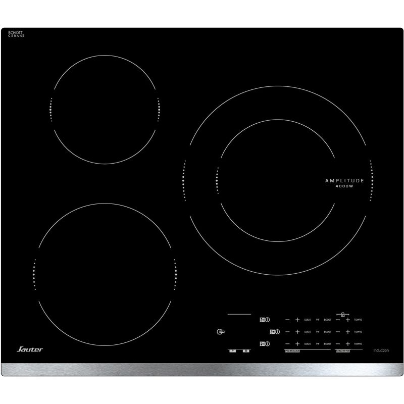 TABLE A INDUCTION SAUTER 3z 60cm 7,2kw Eco 3min Noirin SPI 4360 X