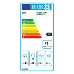 HOTTE DECOR BEKO MENAGER Pyram 90cm 400m3 64db D Inox CWB 9441 XNH