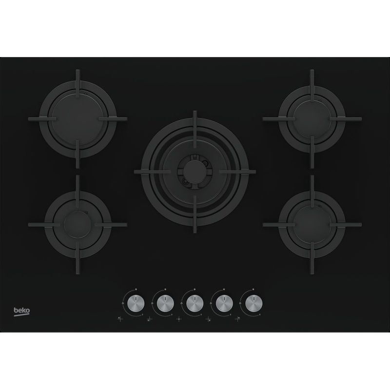 TABLE VERRE BEKO MENAGER 4gaz + 1wok 75cm Cdes Front No HILW 75222 S