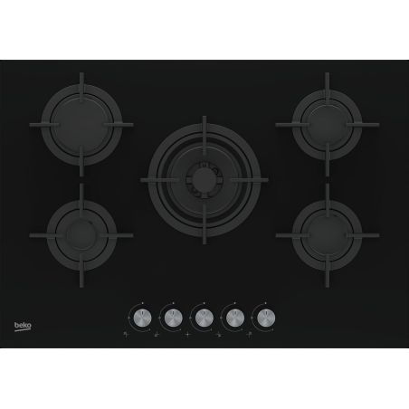 TABLE VERRE BEKO MENAGER 4gaz + 1wok 75cm Cdes Front No HILW 75222 S