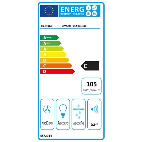 HOTTE DECOR ELECTROLUX ENCASTRABLE Mur Incli 90cm 440m3 H2h 62db LFV439K